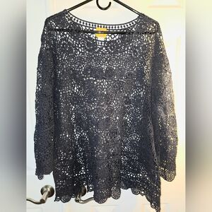 Black Crochet Lace Top